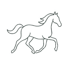 Fototapeta premium Minimal line art of galloping horse on white background