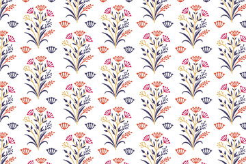 seamless floral pattern design with abstract botanical flowers and leaves perfect for contemporary fashion textiles digital prints and decorative fabric backgrounds

