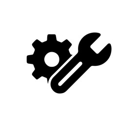 Gear and wrench crossed together, settings, tools, system adjustment, mechanical service, software configuration, maintenance, customization, repair, Mechanical Tools, Settings, Repair, Maintenance,