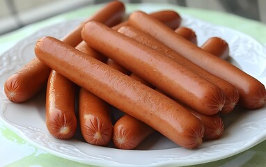 Delicious Cooked Hot Dogs on White Plate Food Photography