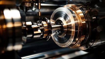 Naklejka premium Close-up of CNC machine with precise cutting tools in action