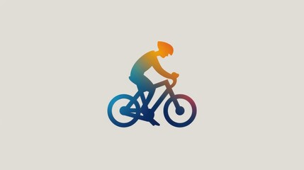 Fototapeta premium Vector Illustration of Cyclist Riding Bicycle in Gradient Colors for Sport and Fitness