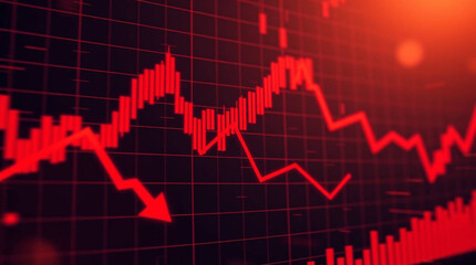 stock market graph on red