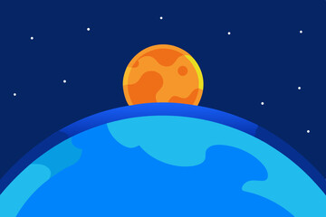 Sunset Illustration of Gradient beach landscape silhouette vector background