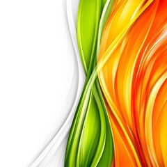 Fototapeta premium Abstract Green Orange White Swirling Waves Background