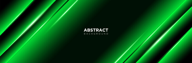 Dark green futuristic technology background with light effects and green lines. Vector design.