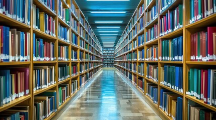 Fototapeta premium Rows of law books in a well-organized law library