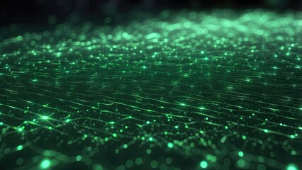 Abstract digital background featuring a cascade of green binary code