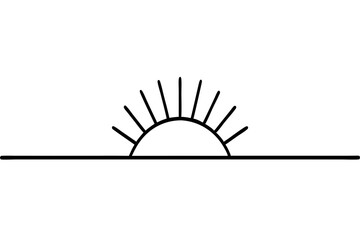 Sunset Illustration of Gradient beach landscape silhouette vector background