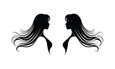 Vector Silhouette of an Elegant Woman in Profile View