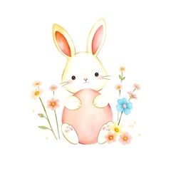 easter cute bunny with flowers 