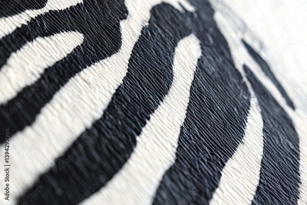 Poster close-up view of zebra print fabric. textured pattern, bold stripes