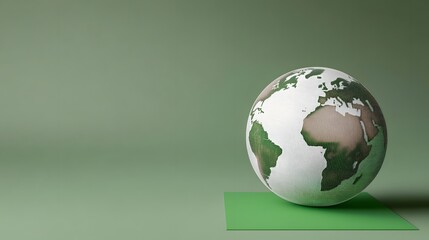 3D Render Green Earth Globe on Green Surface Sustainable Environment