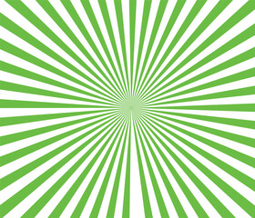 Green ray background. Vintage abstract texture. Retro starburst, sun beam. Halftone color. Light burst. Bright shine sunburst. Empty blank, scrapbook surface. Clean nature energy.
