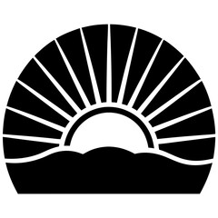 Sunset Illustration of Gradient beach landscape silhouette vector background