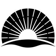 Sunset Illustration of Gradient beach landscape silhouette vector background