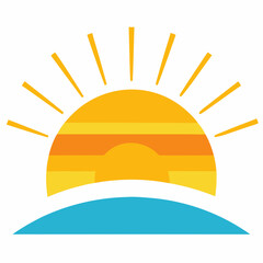 Sunset Illustration of Gradient beach landscape silhouette vector background