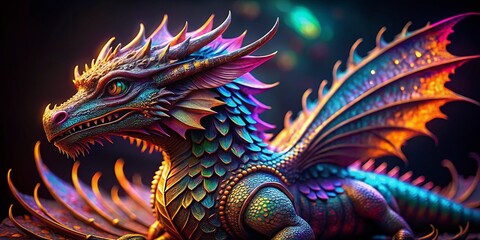 Enchanting Vintage Dragon Art A Mystical Fantasy Creature Captured in Vibrant Detail