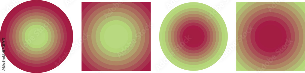 Aufkleber concentric circles geometric shapes with gradient color transitions.