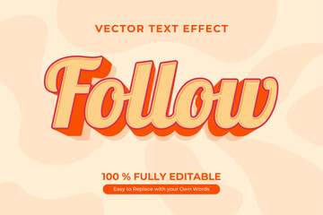 Editable Follow Text Effect in Retro Style with pastel color
