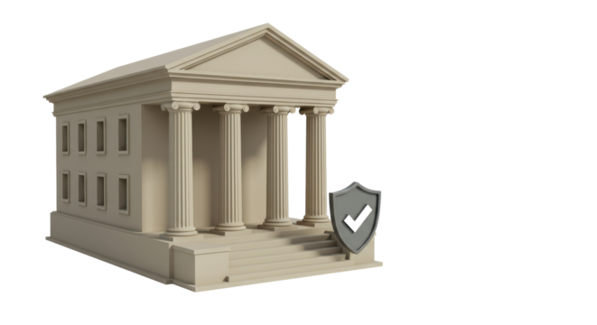 Isolated Bank Building with Shield Protection