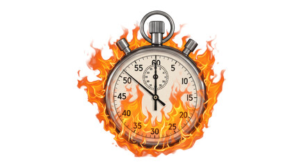 Isolated Stopwatch in Flames Time Urgency