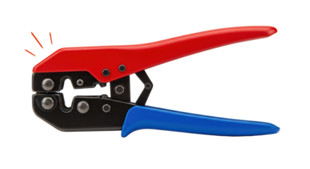 Isolated Wire Crimper Tool with Red and Blue Handles for Electrical Work