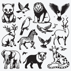 Fototapeta premium Set of vector animals. Isolated. stock illustration