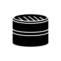 Bamboo Steamer with Two Tiers Icon Flat Black Filled