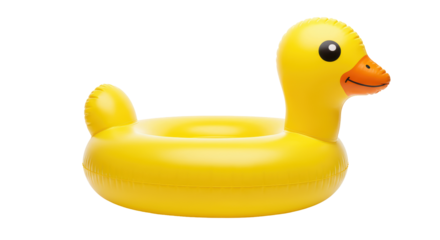 Isolated Yellow Duck Inflatable Pool Float