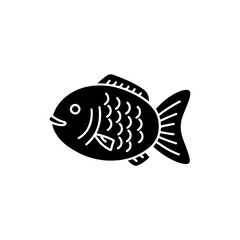 Fish-Shaped Taiyaki with Texture Lines Icon - Black Filled Minimal Design