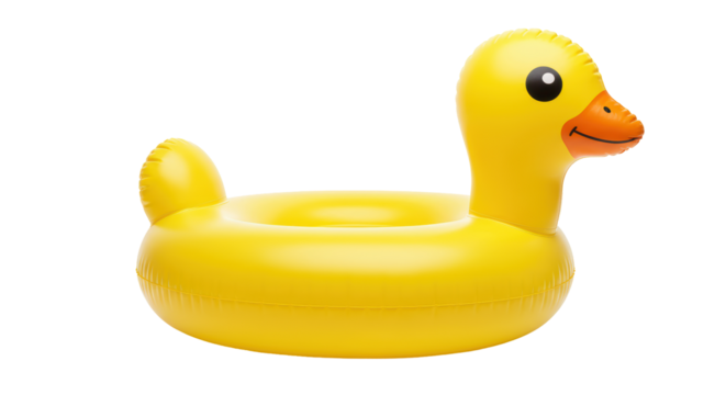 Isolated Yellow Duck Inflatable Pool Float