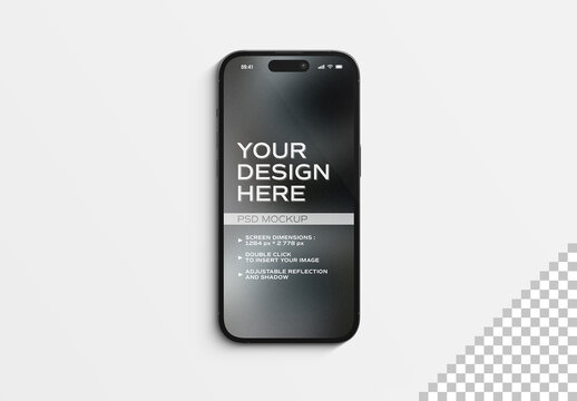 Isolated Black Clay Smartphone With Shadow Mockup