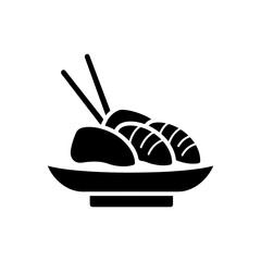 Sashimi Slices Arranged on a Small Plate Icon Filled Black Minimal