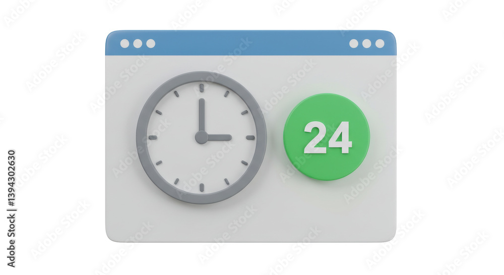 Poster isolated 24 hour service webpage with clock