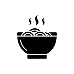 Soba Bowl with Buckwheat Noodles and Steam Icon in Black Filled Clean Style
