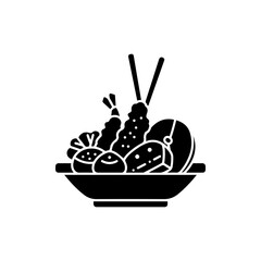 Tempura Dish with Multiple Items Icon Black Filled