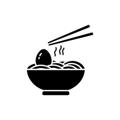 Udon with Egg and Green Onion Icon - Black Fill