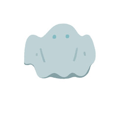 ハロウィンのおばけが両手をあげている手描きのかわいいカラーイラスト