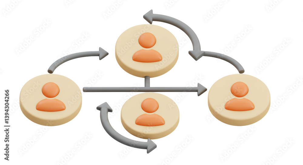 Aufkleber isolated organizational chart showing workflow and connections