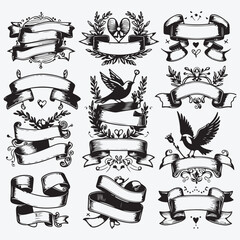 Set of vintage ribbon banners stock illustration