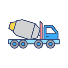 Concrete Mixer Truck Side View Icon Design