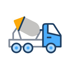 Fototapeta premium Concrete Mixer Truck Side View Icon Design