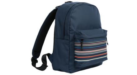 Isolated Dark Blue Backpack with Stripes