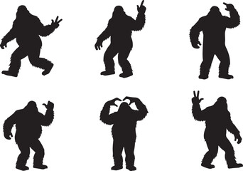 Bigfoot Sasquatch Funny Pose Silhouette Bundle