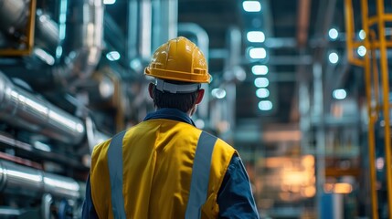 An industrial manufacturing plant with assembly lines and workers in helmets.