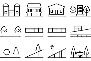 Sidewalk Line Art Illustration Simple Drawing of City Streets  