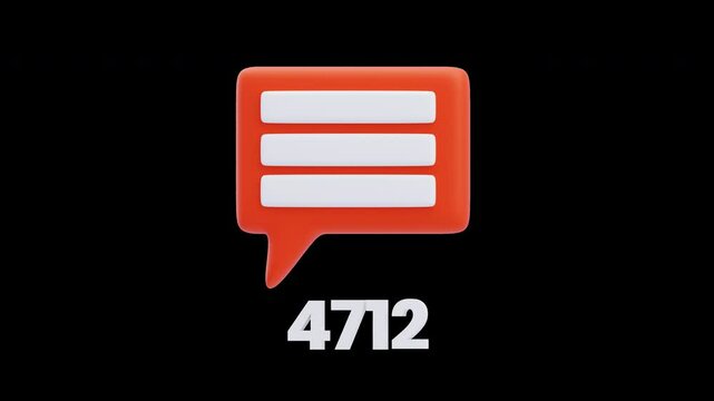 3D Animation of Comment Bubble with 10K Count | Alpha Channel