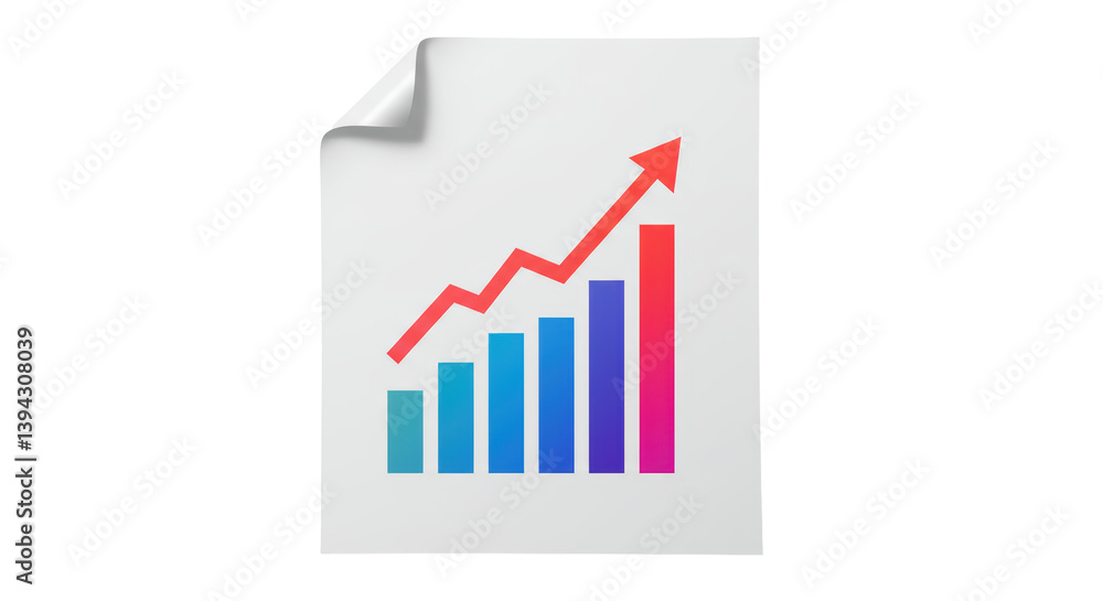 Poster isolated paper sheet with rising bar graph