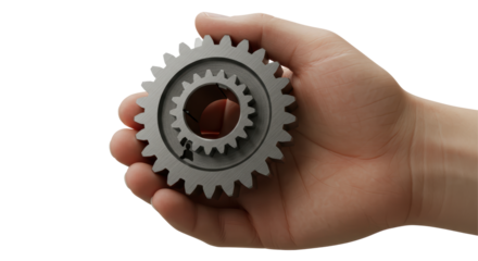 Isolated Hand Holding Metal Gears